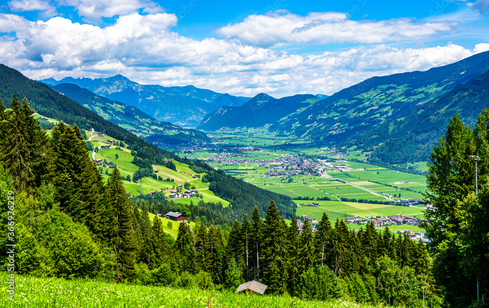 landscape at the zillertal in austria