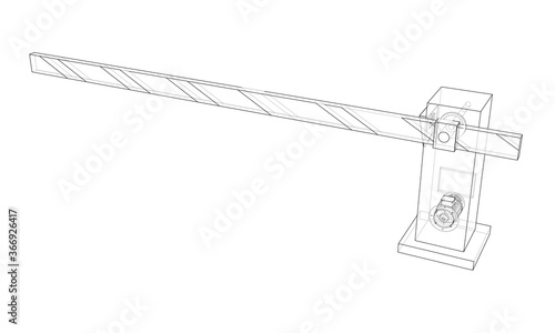 Outline Barrier gate. 3d illustration