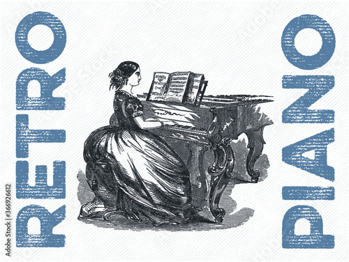 Retro vintage piano player 