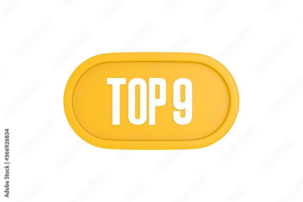 Top 9 sign in yellow color isolated on white color background, 3d illustration Top 9 sign in yellow color isolated on white color background, 3d illustration