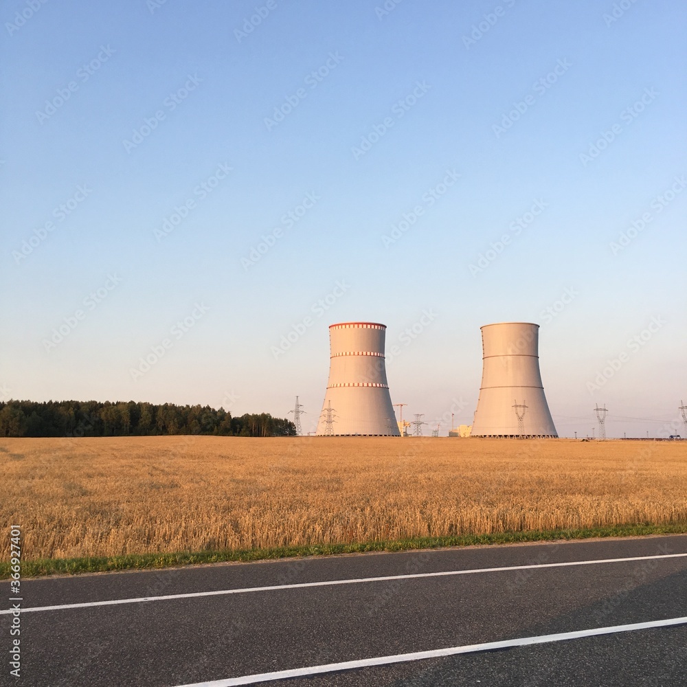 View of the nuclear power plant from the road View of the nuclear power plant from the road