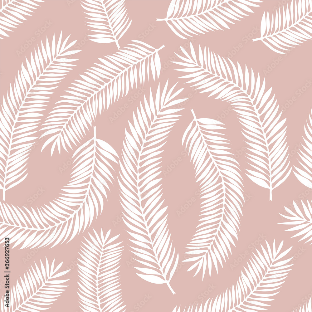 Fototapeta Seamless natural pattern or wallpaper. Silhouettes of various beautiful flowers, branches and leaves on a gentle background. Samples for wrapping paper and gifts. Stylized plants.
