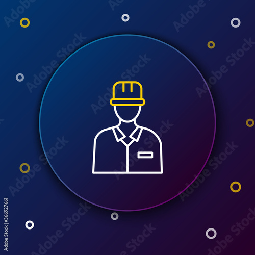 Line Oilman icon isolated on blue background. Colorful outline concept. Vector.