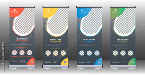 Health Care Medical Conference Roll up banner, signage standee, x stand