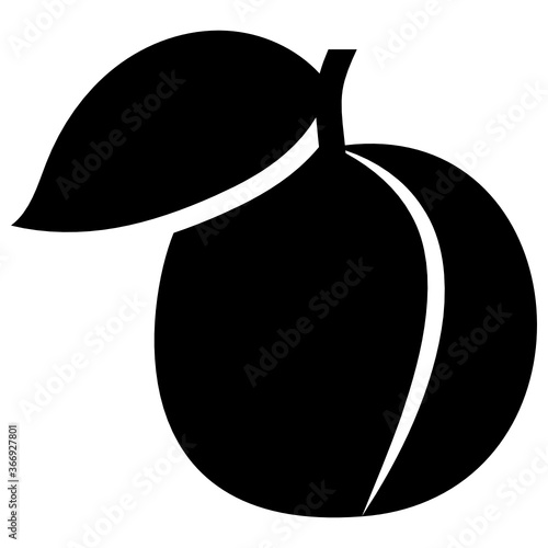 
Prunus liked fruit, solid icon of plum 
