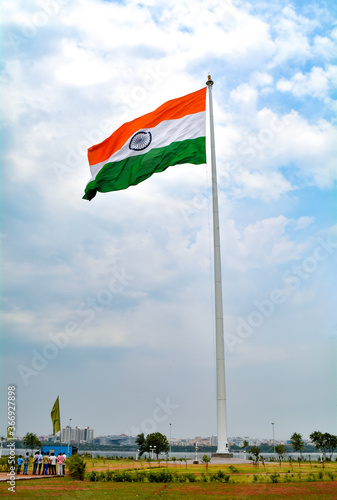 Indian flag waving in a air on independence day of india