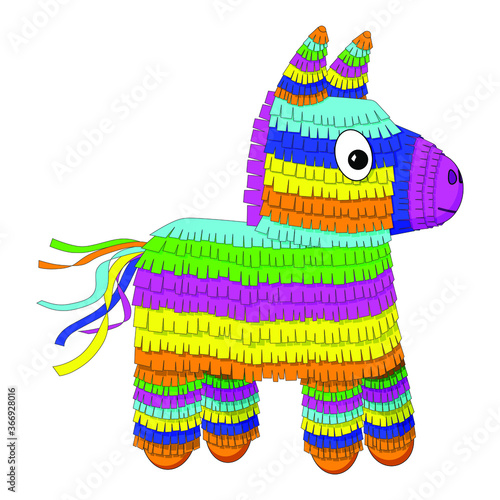 Cute donkey piñata with bright mexican colors