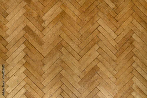 Old wooden parquet floor planks