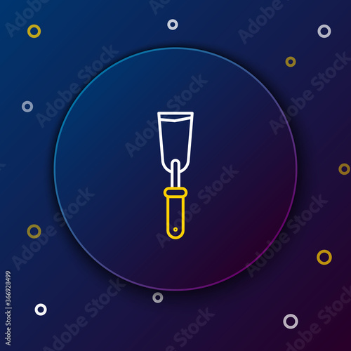 Line Putty knife icon isolated on blue background. Spatula repair tool. Spackling or paint instruments. Colorful outline concept. Vector.