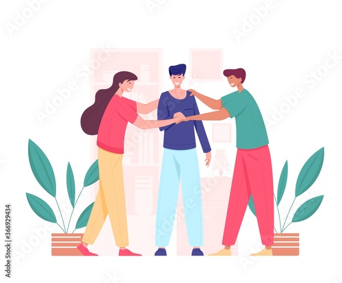 people putting their hands together