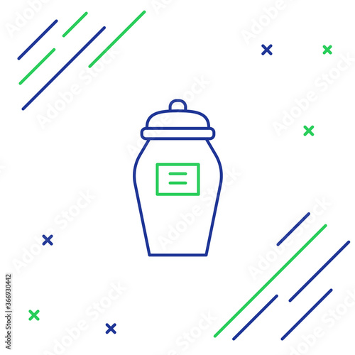Line Funeral urn icon isolated on white background. Cremation and burial containers, columbarium vases, jars and pots with ashes. Colorful outline concept. Vector.
