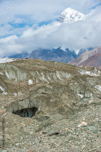 Engilchek Glacier and Khan Tengri Mountain, Central Tian Shan Mountain range, Border of Kyrgyzstan and China, Kyrgyzstan photo