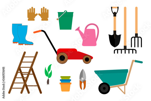 Gardening equipment icon isolated on white. Garden symbol. Vector stock illustration. EPS 10