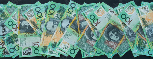 Banner of Australian currency 100 dollar notes