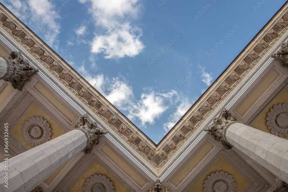 Columns on sky background, soviet neoclassicism
