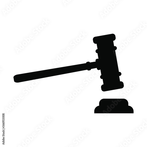 Judge black hammer on a white background, vector illustration