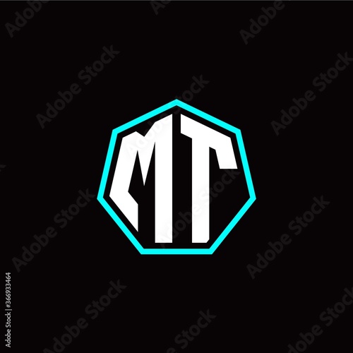 M T initials modern polygon logo template