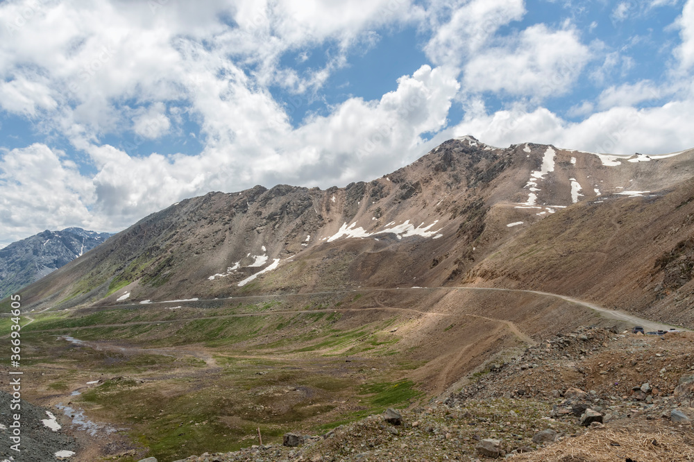 Chong Ashuu pass at 3800 meters above sea level, Issyk Kul region, Kyrgyzstan