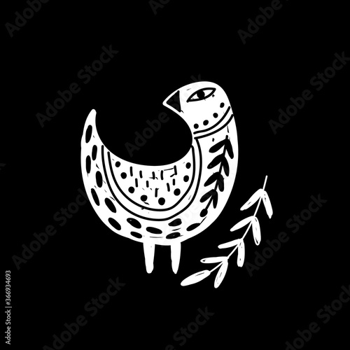 Modern bohemian style, folk tribal art in the Scandinavian style. Folk mythology, Swedish folklore. animals and plants.