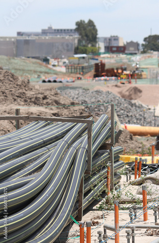 Construction site of Westconnex (33-kilometre predominately underground motorway currently under construction in Sydney, New South Wales, Australia) Sydney, NSW / Australia - December 29 2017: