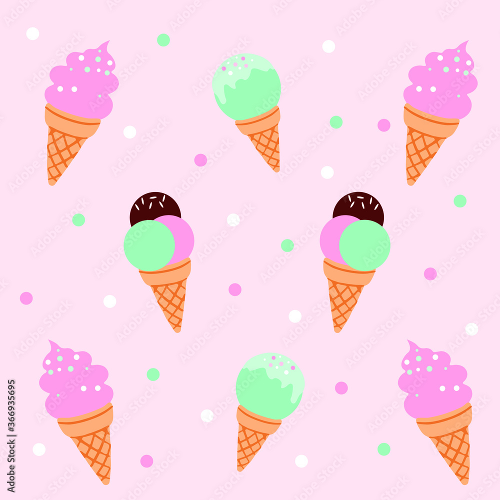 Summer modern flat ice-cream illustration pattern