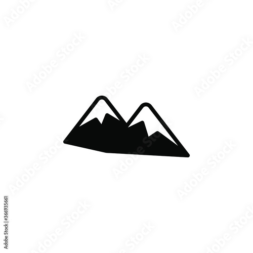 Mountain icon. Simple landscape sign  logo black on white
