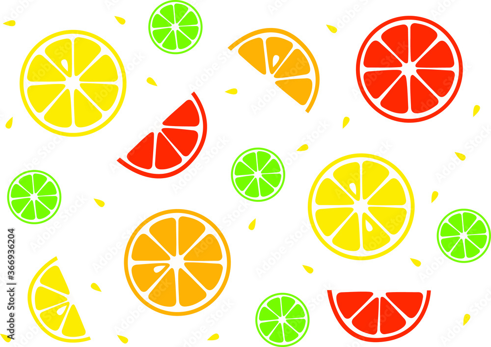 Summer citrus vector flat modern pattern with lemons, limes, grapefruit Summer citrus vector flat modern pattern with lemons, limes, grapefruit