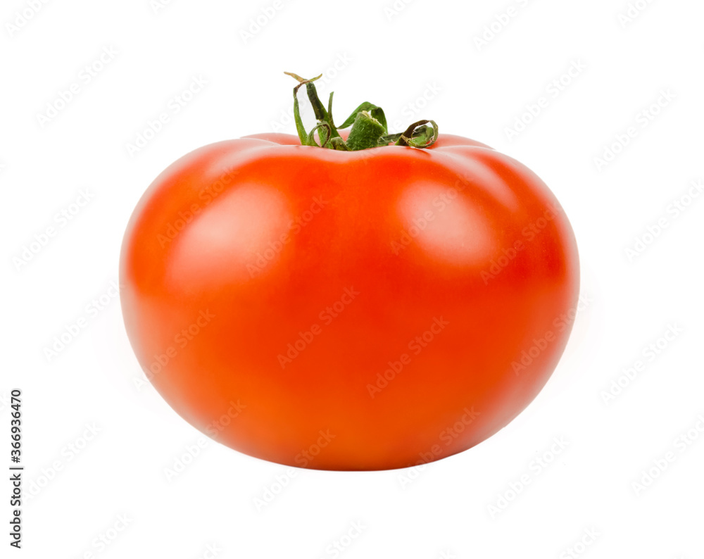 Red tomato isolated on white background close-up side view. Details. Macro. Template. Red tomato isolated on white background close-up side view. Details. Macro. Template.