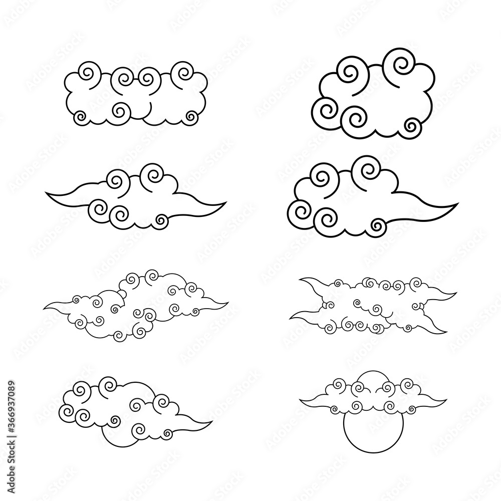 Chinese Cloud template vector icon illustration design
