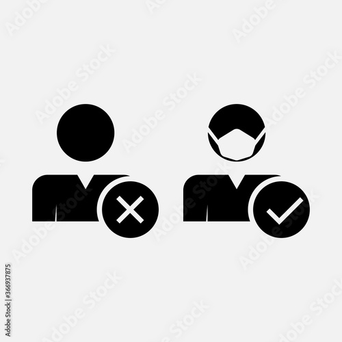 No entry without face mask icon illustration. Coronavirus prevention measure symbol.