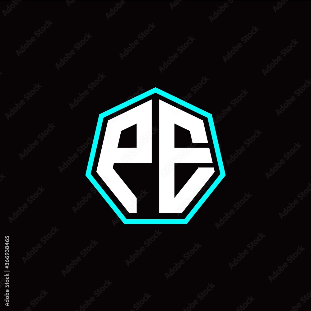 P E initials modern polygon logo template P E initials modern polygon logo template