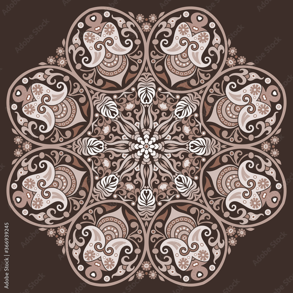 Vector ethnic abstract flower illustration