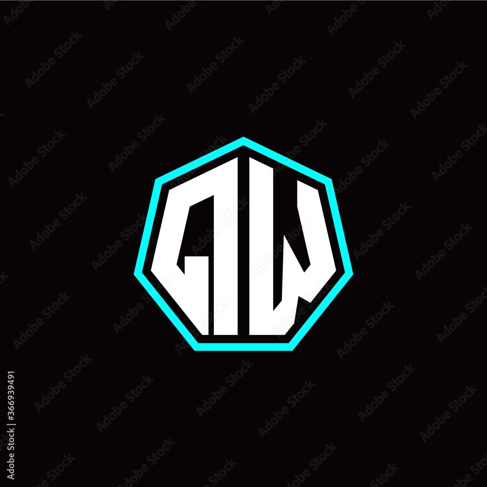 Q W initials modern polygon logo template Q W initials modern polygon logo template