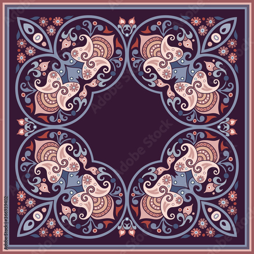 Vector ethnic abstract flower illustration