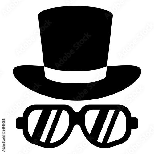 
Hat and glasses, travel and beach accessories glyph icon 
