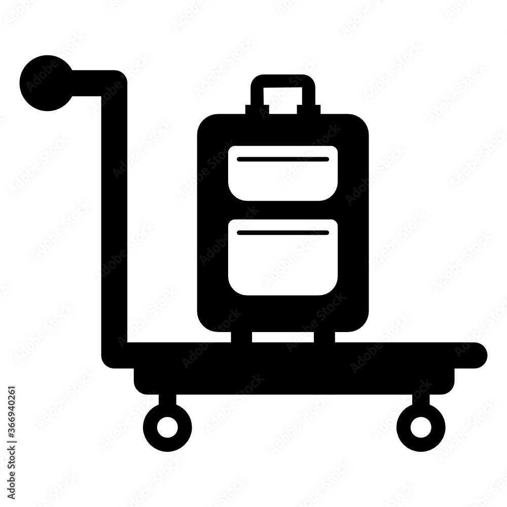Luggage trolley icon design, filled vector of pushcart
Luggage trolley icon design, filled vector of pushcart