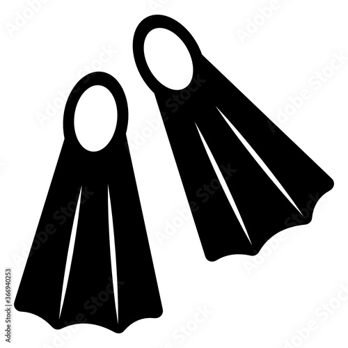 
Pair of swimming accessory footwear like flippers, silifins glyph icon 
