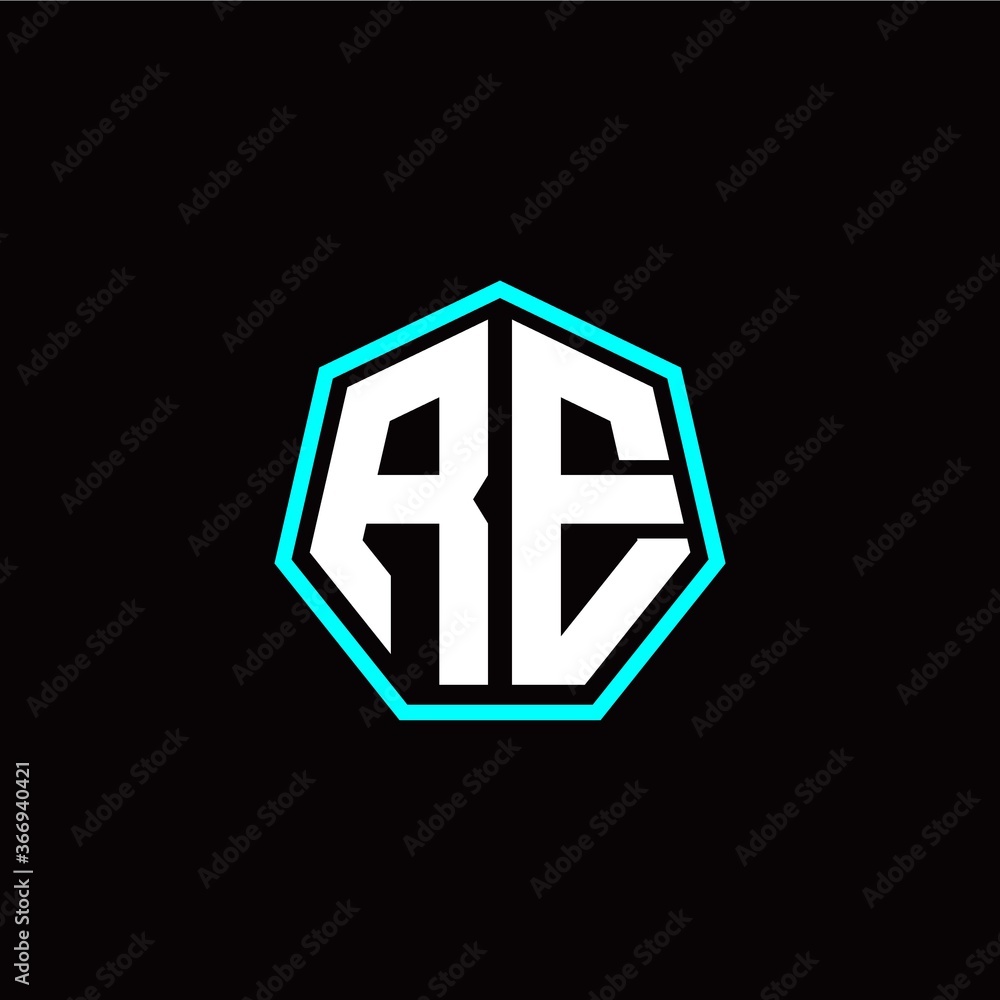 R E initials modern polygon logo template R E initials modern polygon logo template