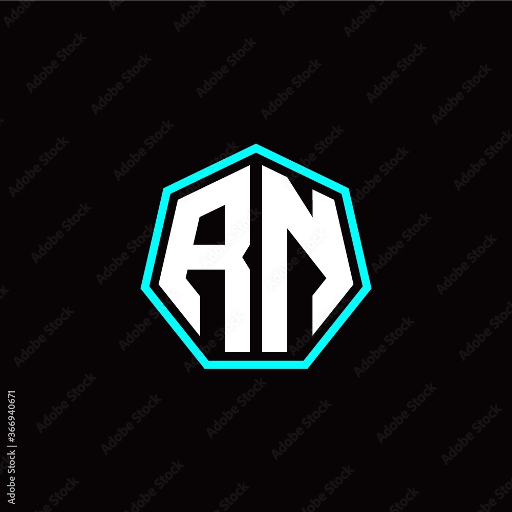 R N initials modern polygon logo template R N initials modern polygon logo template