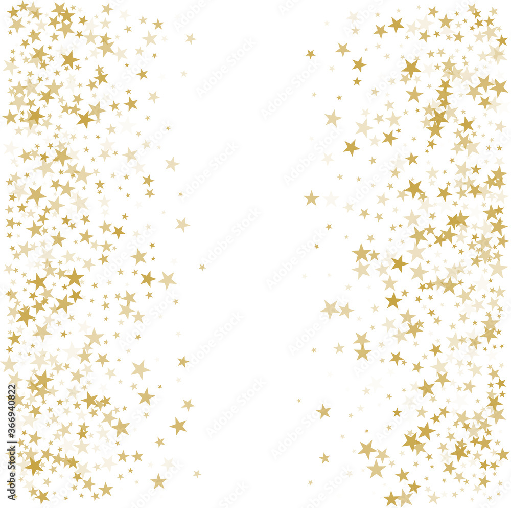 Gold stars background, sparkling christmas lights confetti falling isolated on white. magic shining Flying stars glitter cosmic backdrop, sparkle vector border Gold stars background, sparkling christmas lights confetti falling isolated on white. magic shining Flying stars glitter cosmic backdrop, sparkle vector border