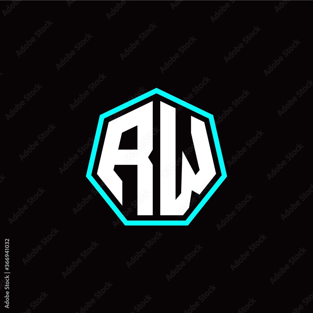 R W initials modern polygon logo template R W initials modern polygon logo template