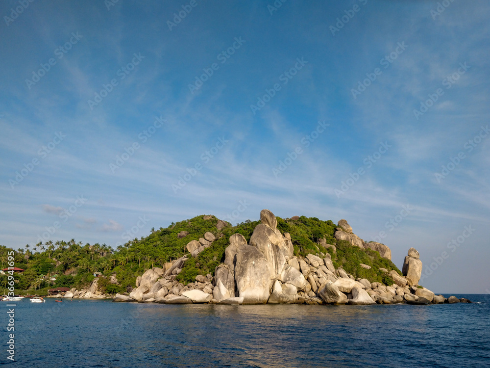 Amazing rocky island with blue sky and sea of Koh Tao Thailand