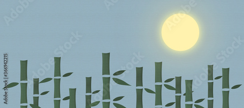 Full moon night and bamboo forest. 満月の夜と竹林。15夜など