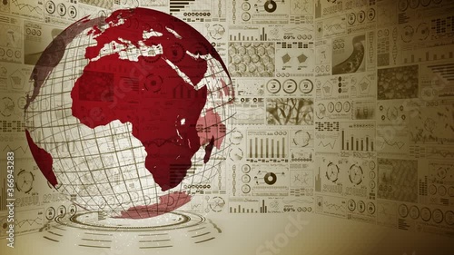 Wallpaper Mural Pandemic of infection. Global earth with red dots of infection. Medical hologram elements of digital data graph. Infectious control. Cure virus. Loop animation. Torontodigital.ca