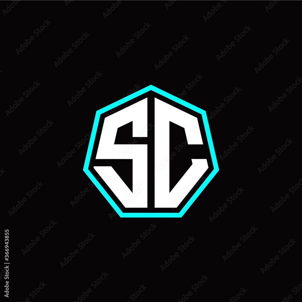 S C initials modern polygon logo template