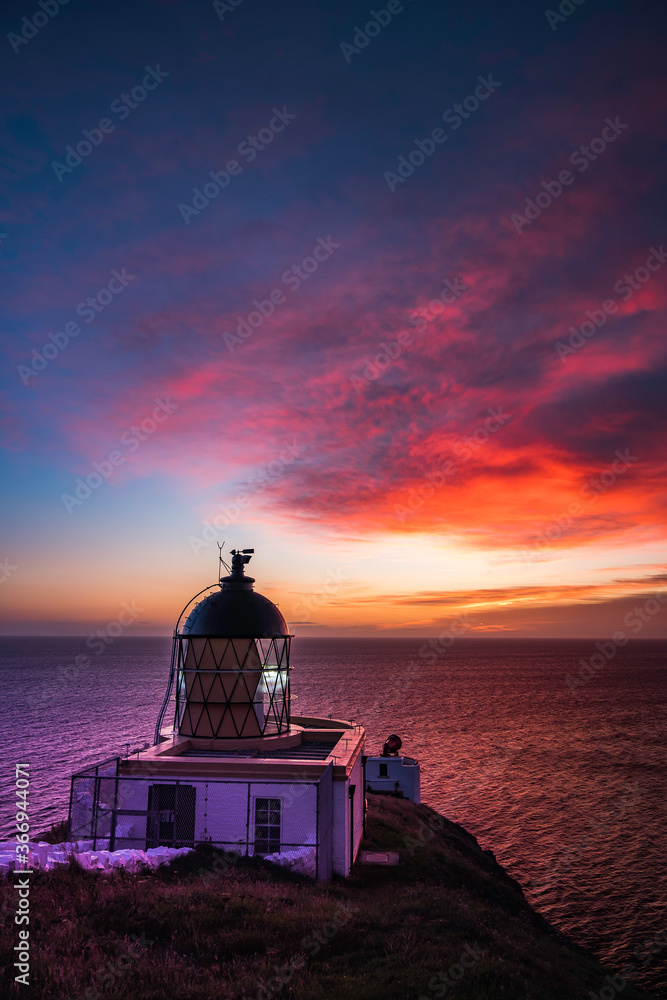 St Abbs Head lighthouse sunset and sunrise, Scotland