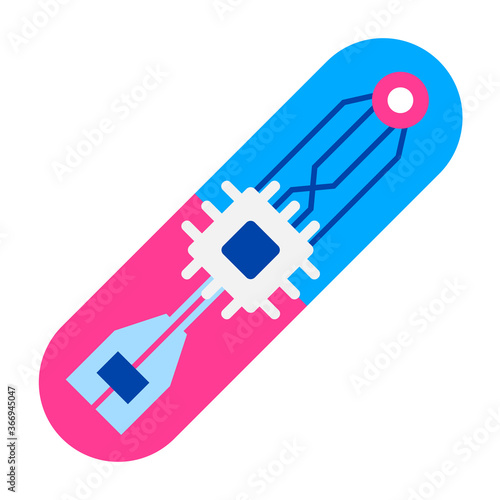 Microchip for internal use - vector illustration isolated on white background. Chip implant, Chip capsule for vaccination under the skin into human body. Medicine and Science Concept