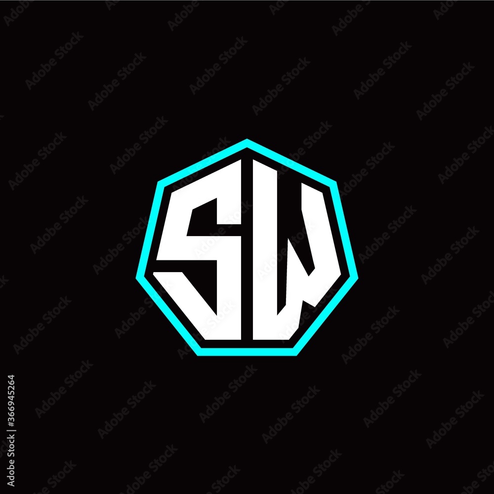 S W initials modern polygon logo template S W initials modern polygon logo template
