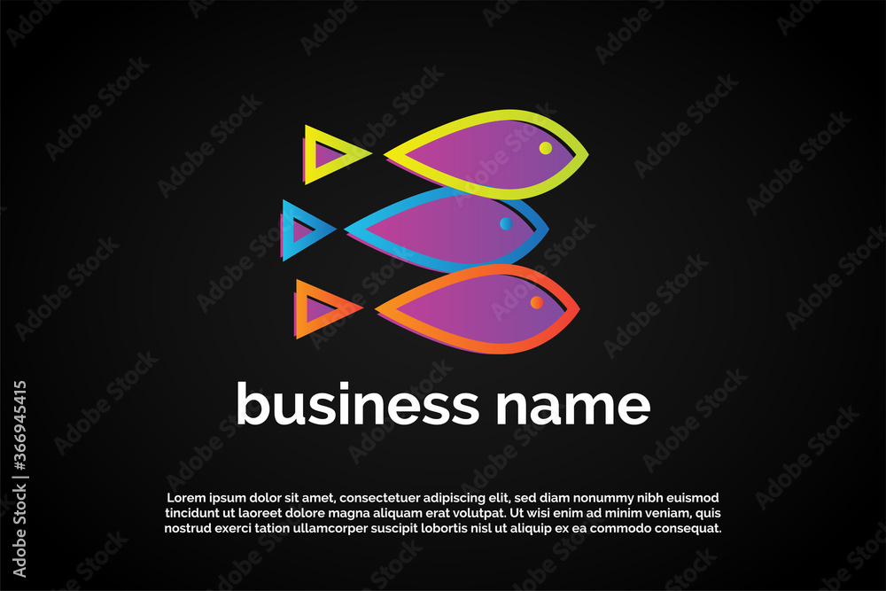 Obraz premium Three Colorful Fish Logo Template