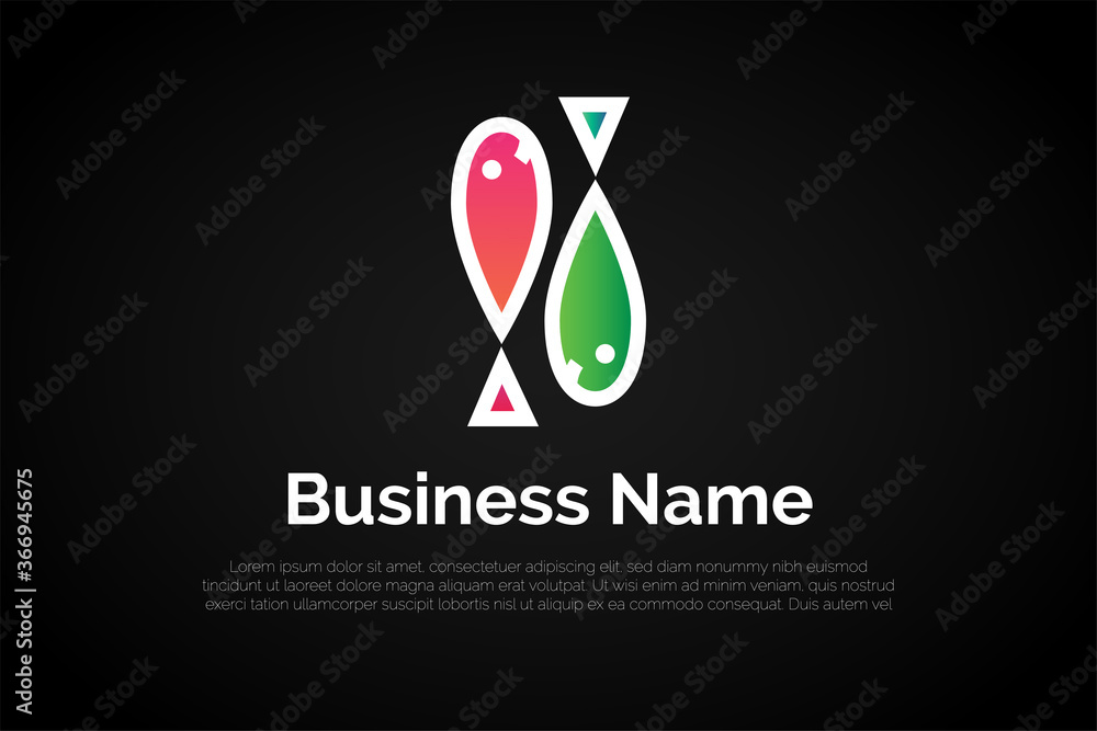 Obraz premium Colorful Twin Fish Logo Template